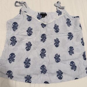 Tahari White and Blue Floral Stripe Camisole